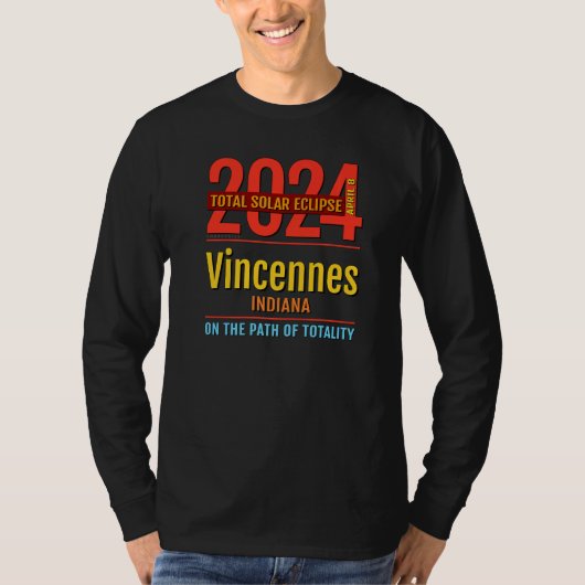 Vincennes Indiana IN Total Solar Eclipse 2024  4   T-shirt (Voorkant)