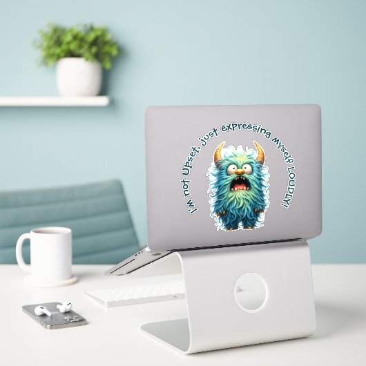 Vincent: Boos maar Schattig! met gezegde Sticker (Laptop op bureau)