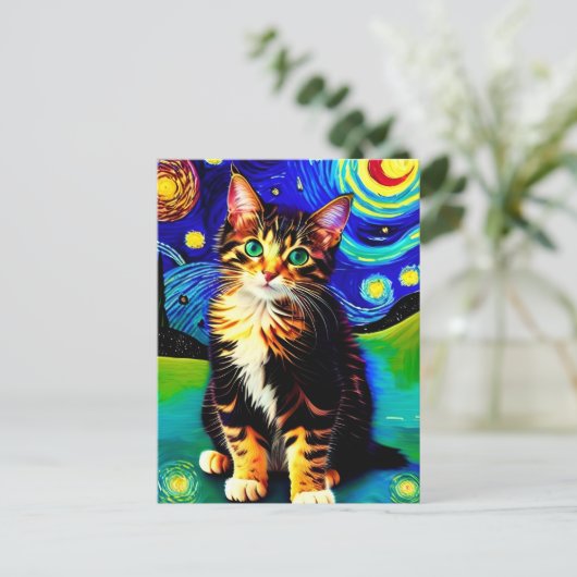 Vincent Cat Gogh Briefkaart (Staand voorkant)
