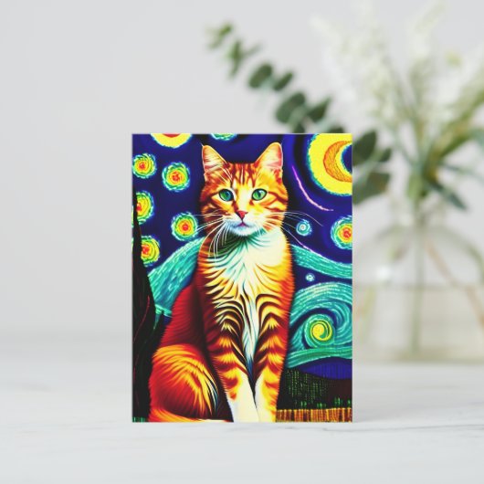 Vincent Cat Gogh Briefkaart (Staand voorkant)