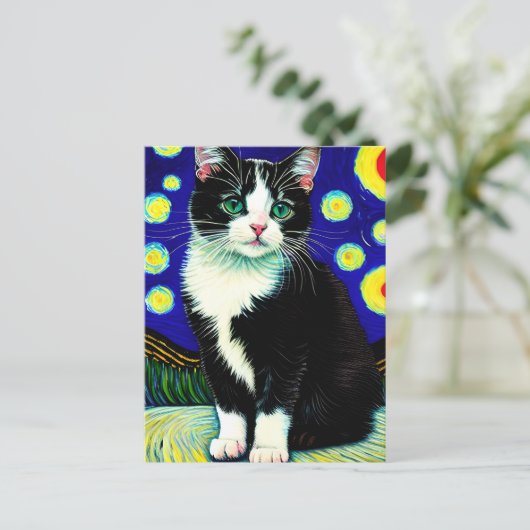 Vincent Cat Gogh Briefkaart (Staand voorkant)