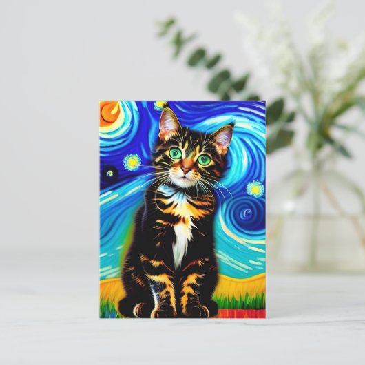Vincent Cat Gogh Briefkaart (Staand voorkant)