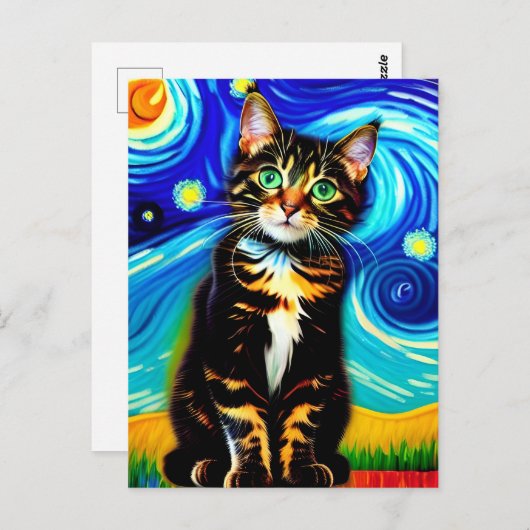 Vincent Cat Gogh Briefkaart (Voorkant / Achterkant)