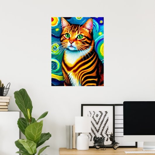 Vincent Cat Gogh Poster (Thuiskantoor)
