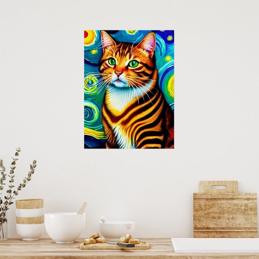 Vincent Cat Gogh Poster (Keuken)