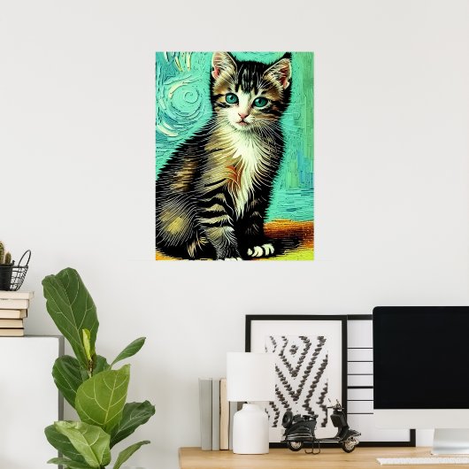 Vincent Cat Gogh Poster (Thuiskantoor)