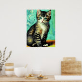 Vincent Cat Gogh Poster (Keuken)