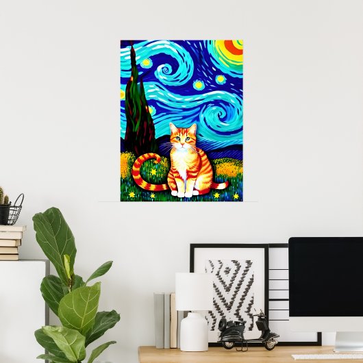 Vincent Cat Gogh Poster (Thuiskantoor)