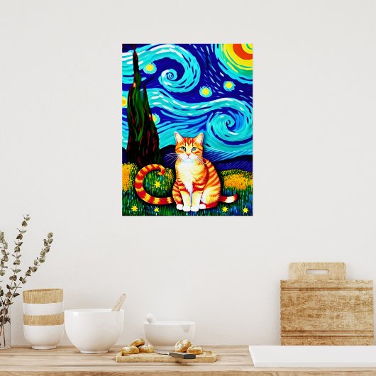Vincent Cat Gogh Poster (Keuken)