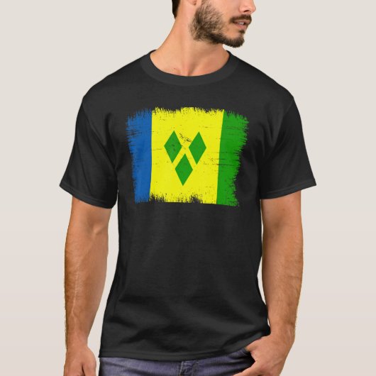 Vincent en de Grenadines Vlag Saint Vinc T-shirt (Voorkant)