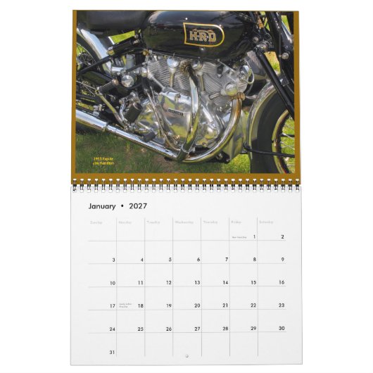 Vincent Motorcycle Engines 2015 Kalender (Jan 2027)