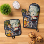 Vincent Snowman Pot Holder & Mitt set (Top down)