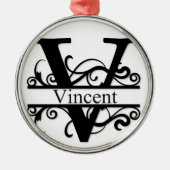 Vincent V Monogram Metalen Ornament (Voorkant)
