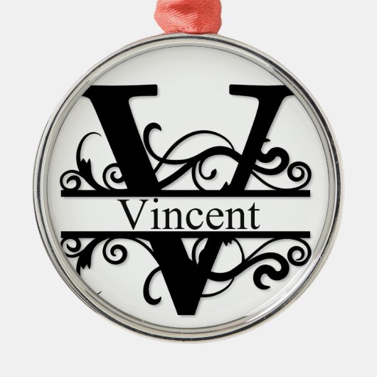 Vincent V Monogram Metalen Ornament (Voorkant)