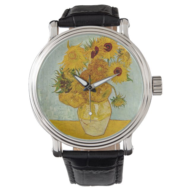 Vincent van Gogh 12 Zonnebloemen impressionist Horloge (Voorkant)