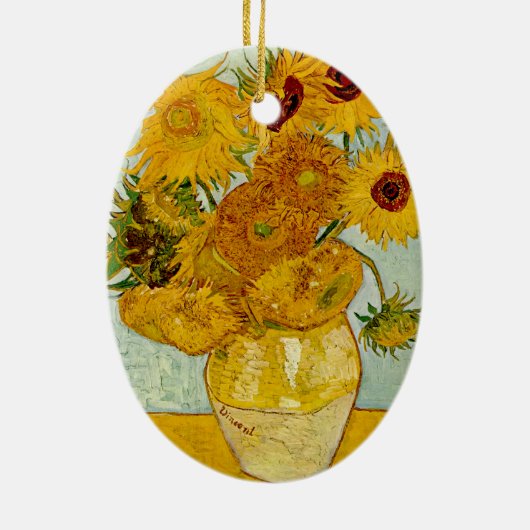 Vincent van Gogh 12 Zonnebloemen impressionist Keramisch Ornament (Achterkant)