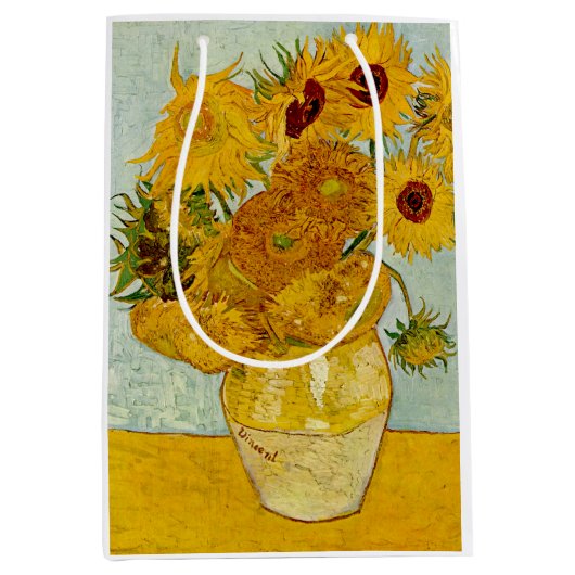 Vincent van Gogh 12 Zonnebloemen impressionist Medium Cadeauzakje (Voorkant)