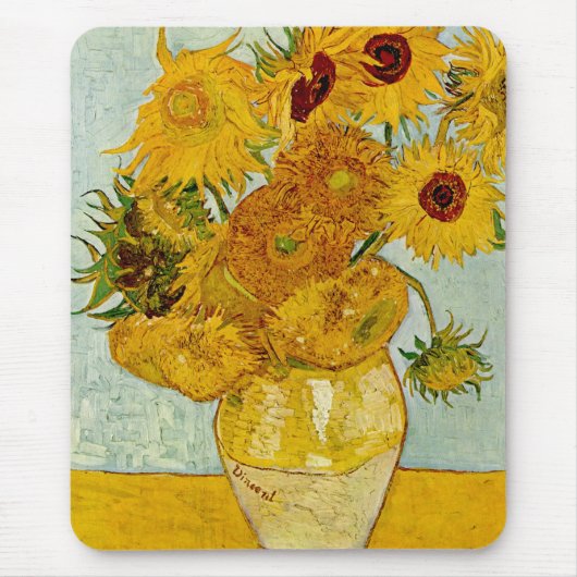 Vincent van Gogh 12 Zonnebloemen impressionist Muismat (Voorkant)