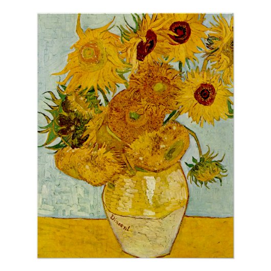 Vincent van Gogh 12 Zonnebloemen impressionist Poster (Voorkant)