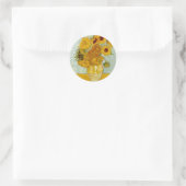 Vincent van Gogh 12 Zonnebloemen impressionist Ronde Sticker (Tas)