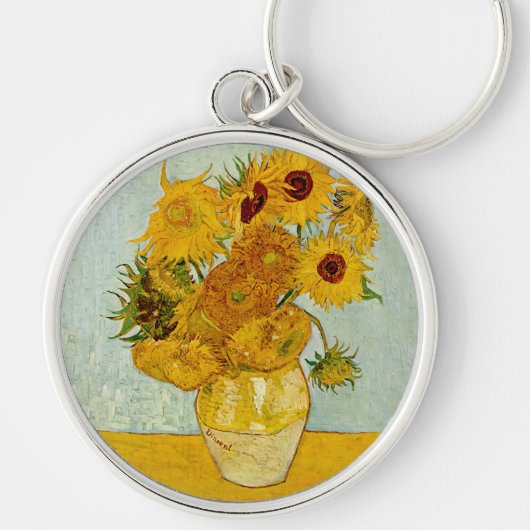 Vincent van Gogh 12 Zonnebloemen impressionist Sleutelhanger (Voorkant)