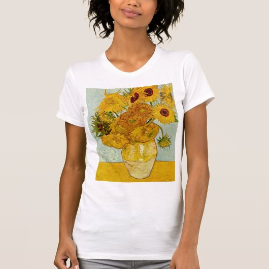Vincent van Gogh 12 Zonnebloemen impressionist T-shirt (Voorkant)