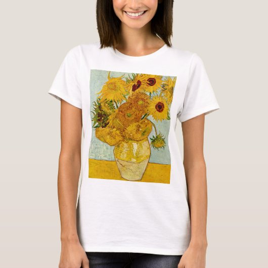 Vincent van Gogh 12 Zonnebloemen impressionist T-shirt (Voorkant)