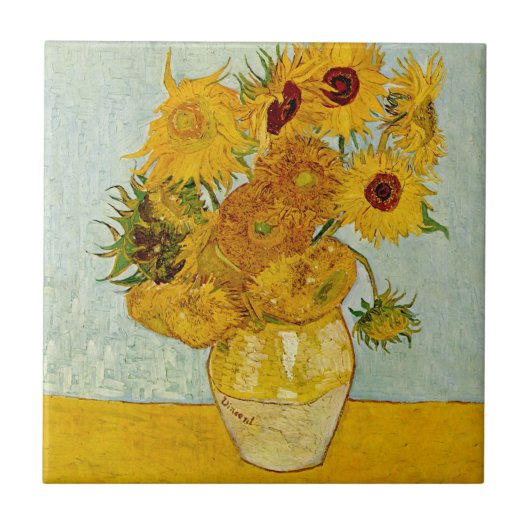 Vincent van Gogh 12 Zonnebloemen impressionist Tegeltje (Voorkant)