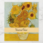 Vincent van Gogh 12 Zonnebloemen impressionist Wijn Etiket (Enkel label)