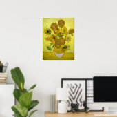 Vincent van Gogh 15 zonnebloemen in een vaas Poster (Thuiskantoor)
