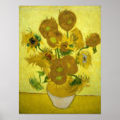 Vincent van Gogh 15 zonnebloemen in een vaas Poster (Voorkant)