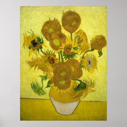 Vincent van Gogh 15 zonnebloemen in een vaas Poster (Voorkant)