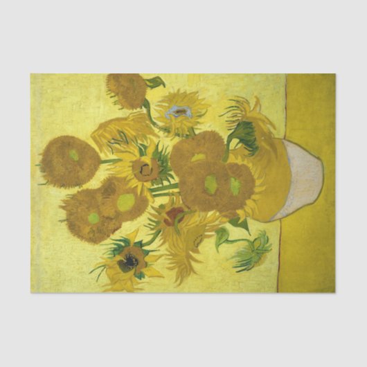 Vincent van Gogh 15 zonnebloemen in een vaas Tissuepapier (Voorkant)