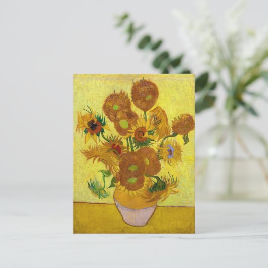 Vincent Van Gogh 15 zonnebloemen in een Vase Art Briefkaart (Staand voorkant)