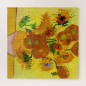 Vincent Van Gogh 15 zonnebloemen in een Vase Art Legpuzzel (Horizontaal)