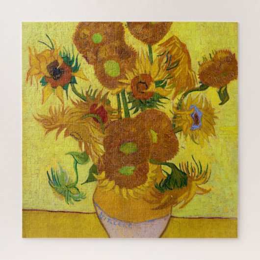 Vincent Van Gogh 15 zonnebloemen in een Vase Art Legpuzzel (Verticaal)