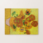 Vincent Van Gogh 15 zonnebloemen in een Vase Art Legpuzzel (Horizontaal)