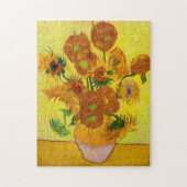Vincent Van Gogh 15 zonnebloemen in een Vase Art Legpuzzel (Verticaal)