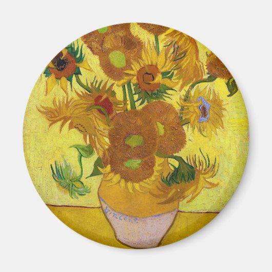Vincent Van Gogh 15 zonnebloemen in een Vase Art Magneet (Voorkant)