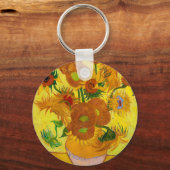 Vincent Van Gogh 15 zonnebloemen in een Vase Art Sleutelhanger (Voorkant)