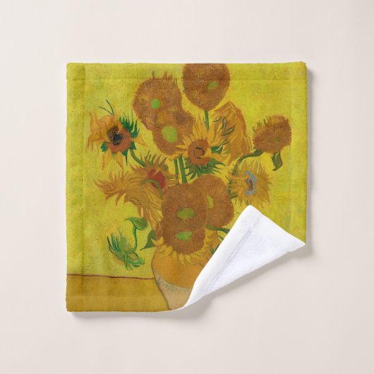 Vincent Van Gogh 15 zonnebloemen schilderen Bad Handdoek (Wasdoekje)