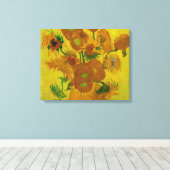 Vincent Van Gogh 15 zonnebloemen schilderen Canvas Afdruk (Insitu (Houten vloer))
