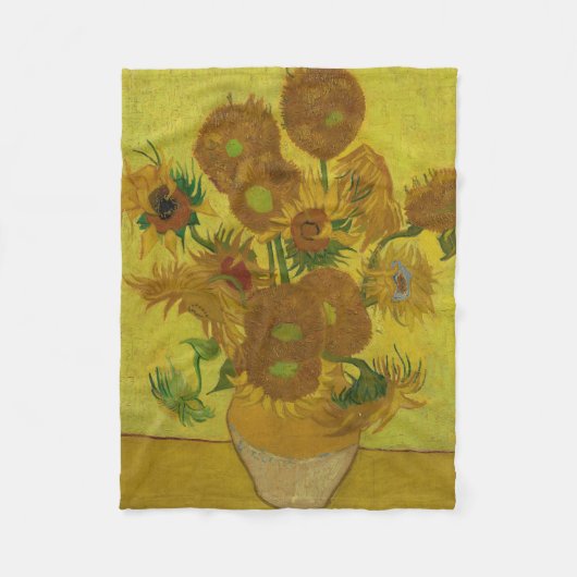 Vincent Van Gogh 15 zonnebloemen schilderen Fleece Deken (Voorkant)