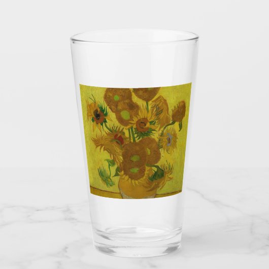 Vincent Van Gogh 15 zonnebloemen schilderen Glas (Voorkant)