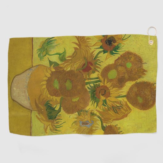 Vincent Van Gogh 15 zonnebloemen schilderen Golfhanddoek (Horizontaal)
