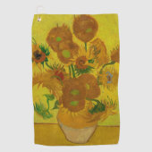 Vincent Van Gogh 15 zonnebloemen schilderen Golfhanddoek (Voorkant)