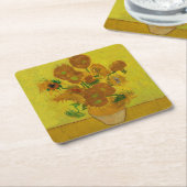 Vincent Van Gogh 15 zonnebloemen schilderen Kartonnen Onderzetters (Schuin)