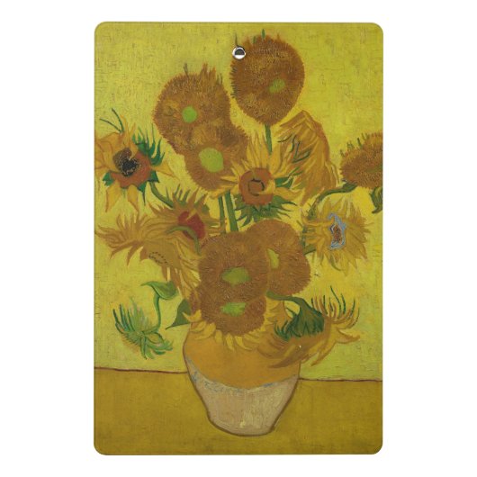 Vincent Van Gogh 15 zonnebloemen schilderen Mini Klembord (Achterkant)