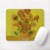 Vincent Van Gogh 15 zonnebloemen schilderen Muismat (Met muis)