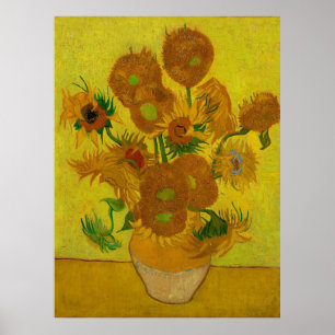 Vincent Van Gogh 15 zonnebloemen schilderen Poster